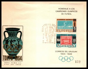 Uruguay C282 Summer Olympics Souvenir Sheet U/A FDC