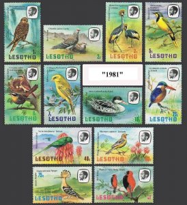 Lesotho 321-332 inscribed 1981, MNH. Mi 330X-341X. Birds. Kestrel, Pigeons,Crane