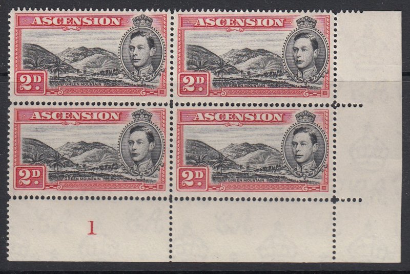 Ascension, Sc 43C (SG 41c), MNH plate no. block four