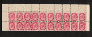 Canada #78 Very Fine Never Hinged Plate #1 Top Block Of Twenty Pos 14 With Dblng