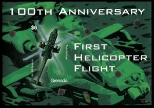 Grenada 2007 - Helicopters - IMPERF Souvenir Stamp Sheet - Scott #3660 - MNH