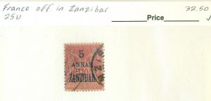 FRANCE Offices in ZANZIBAR #25, Used, Scott $32.50