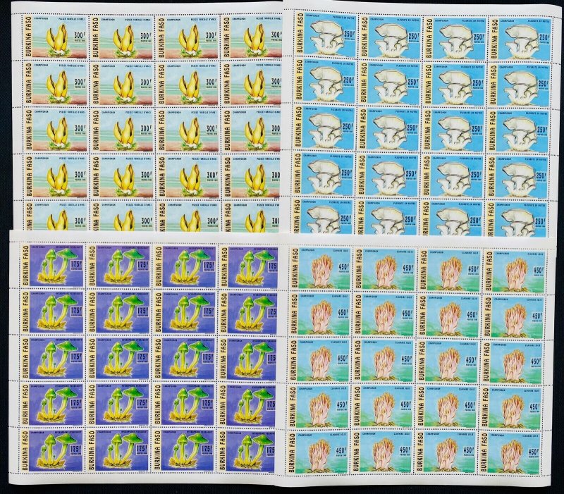 Stamps Full Set in Sheets Mushrooms Burkina Faso 1995 Perf.-