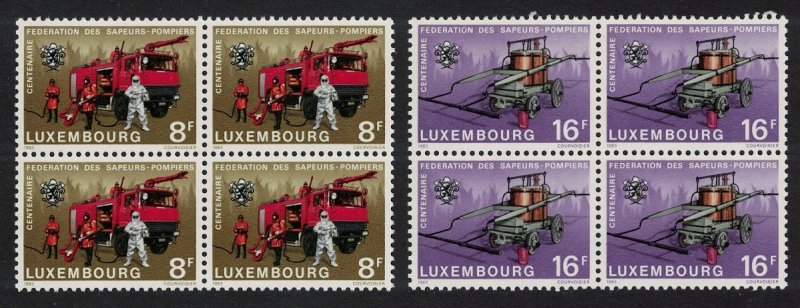 Luxembourg Fire Brigades 2v Blocks of 4 1983 MNH SG#1102-1103 MI#1068-1069