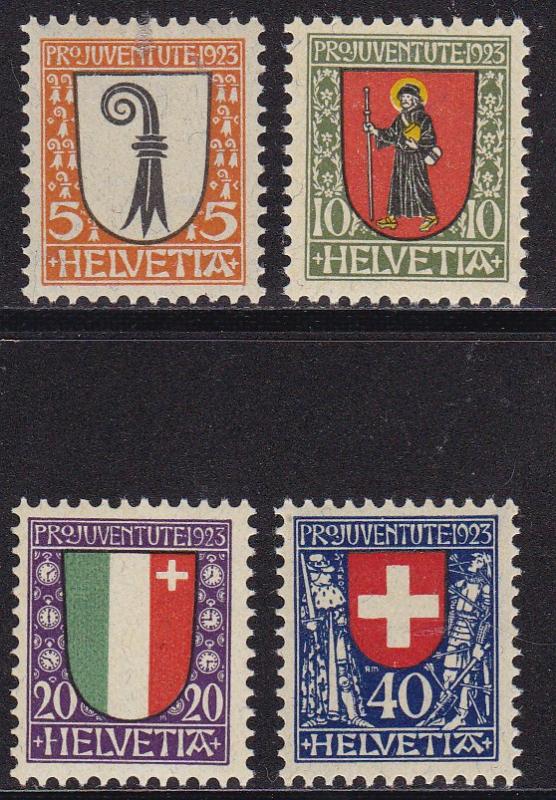 Switzerland 1923 Semi-Postal Stamps.(4) Shield of Cantons Issues  XF/NH(**)