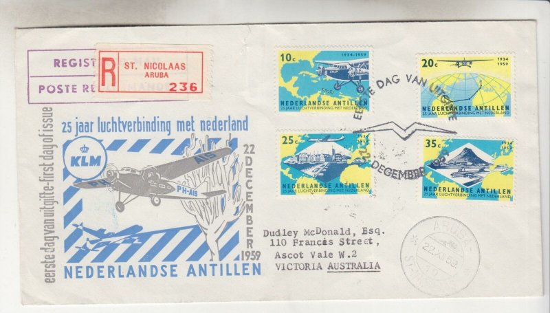 SURINAME, 1959 KLM 25th. Anniversary set of 4 on Illustrated First day cover.