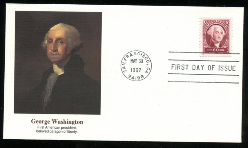 US 3140 Pacific 97 George Washington 60c pane 12 UA Fleetwood cachet FDC