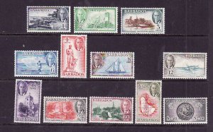 Barbados-Sc#216-27-Unused heavy hinged set-KGVI-1950-