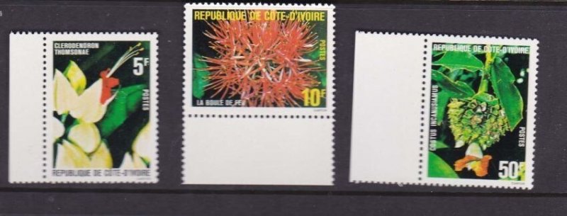 Ivory Coast 1980 Flower Sc 536-538 set MNH