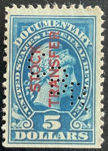 US #RD16 Used SE SP Perfin Single Stock Transfer Documentary SCV $.25 L50