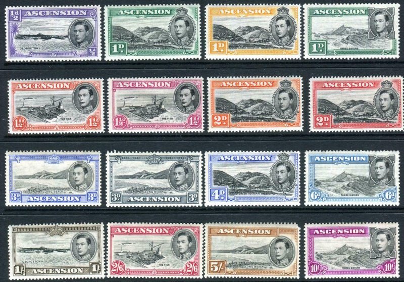 ASCENSION-1938-53  A mounted mint set to 10/- Sg 38b-47b