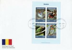 Chad 2019 FDC Barbets Barbet 4v M/S Cover Birds Stamps