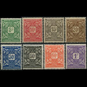 MAURITANIA 1914 - Scott# J9-16 Numeral Set of 8 NH