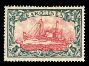 German Colonies, Caroline Islands #23 Cat$35, 1915 5m slate and carmine, hing...