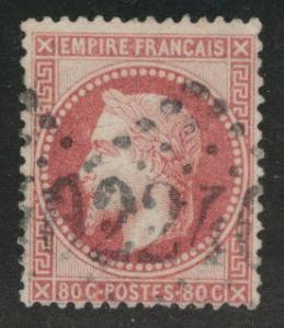 FRANCE Scott 36, 80c Ceres 1868 with collectors marks CV$24