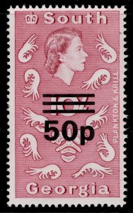 FALKLAND ISLANDS - South Georgia QEII SG66, 50p on 10s magenta, NH MINT.