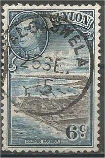 CEYLON, 1947, used 6c, Harbor, Scott 280