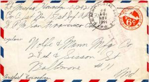 United States A.P.O.'s 6c Monoplane Air Envelope 1944 U.S. Army Postal Servic...