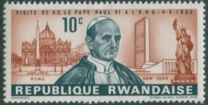 Rwanda 1966 SG144 10c Pope Paul rome and new york MLH