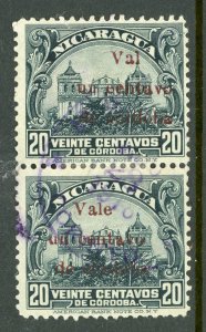 Nicaragua 1918 Cathedral Provisional 1¢/20¢ Slate VFU W133