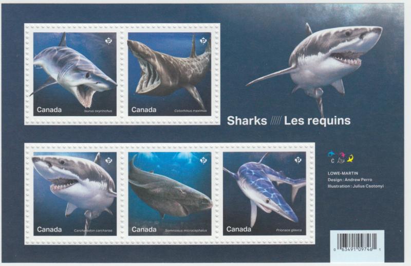 Canada  - *NEW* Sharks Souvenir Sheet 2018 - MNH