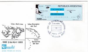 Argentina 1983 Sc#1411  Recovery Malvinas Set (1) F.D.C.