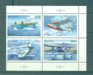 Iceland - Sc# 776. 1993 . Sea Planes. MNH Block. $10.00.