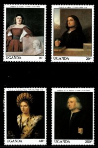 Uganda 1988 - TITIAN PAINTINGS - Set of 4 (Scott #627-30) - MNH