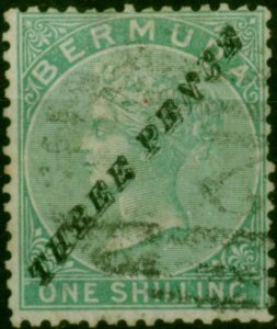 Bermuda 1874 3d on 1s Green SG13 Type 6 Fine Used