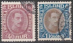 Iceland #184-5 F-VF Used CV $32.00 (A15649)