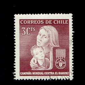 CHILE SCOTT#342 1963 3c FAO FREEDOM FROM HUNGER MOTHER & CHILD  - USED