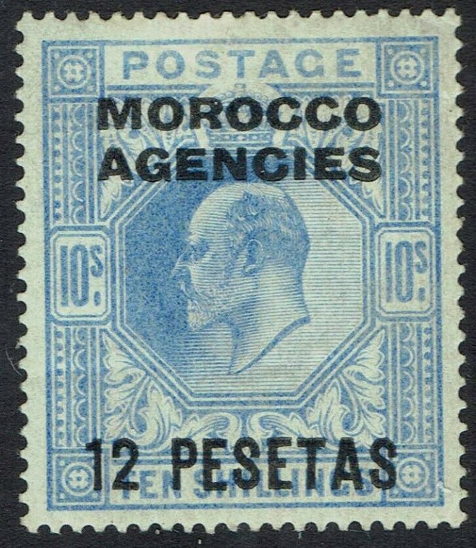 MOROCCO AGENCIES SPANISH CURRENCY 1907 KEVII 12 PESETAS ON 10/- 