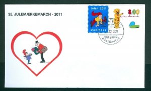 Denmark Cover Cachet  # 35  Christmas Seals Walk 2011. Holstebro. Mailman.Bear