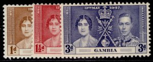 GAMBIA GVI SG147-149, 1937 CORONATION set, M MINT.