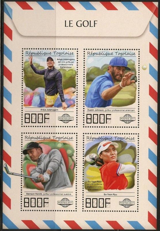 TOGO 2017 GOLF STENSON HENRIK, JOHNSON, SO-YEON  RYU & JUTANUGARN  SHEET MINT NH