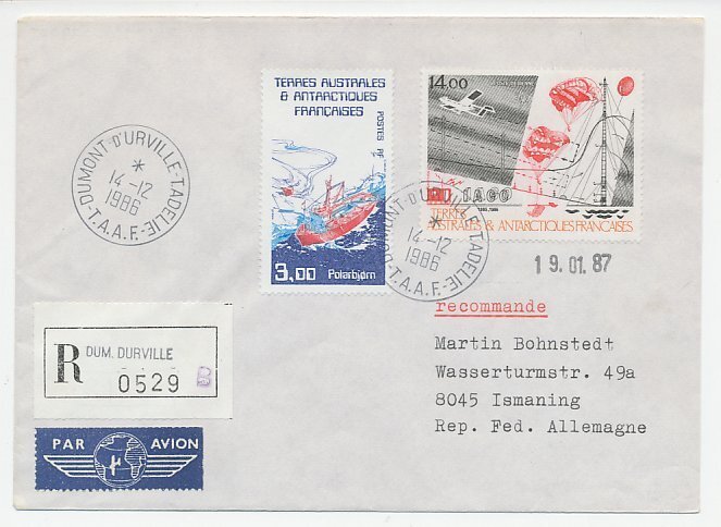 Registered cover French Southern and Antarctic Territories 10.00