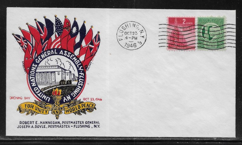 United Nations Cover Flushing NY Opening 1946 General Assembly Oct. 23 1946