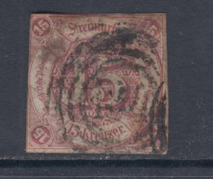 Thurn & Taxis Sc 51 used 1859 15kr lilac imperf Numeral