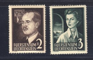 LIECHTENSTEIN: Scott #287-288 2fr & 3fr Royalty Mint OG LH