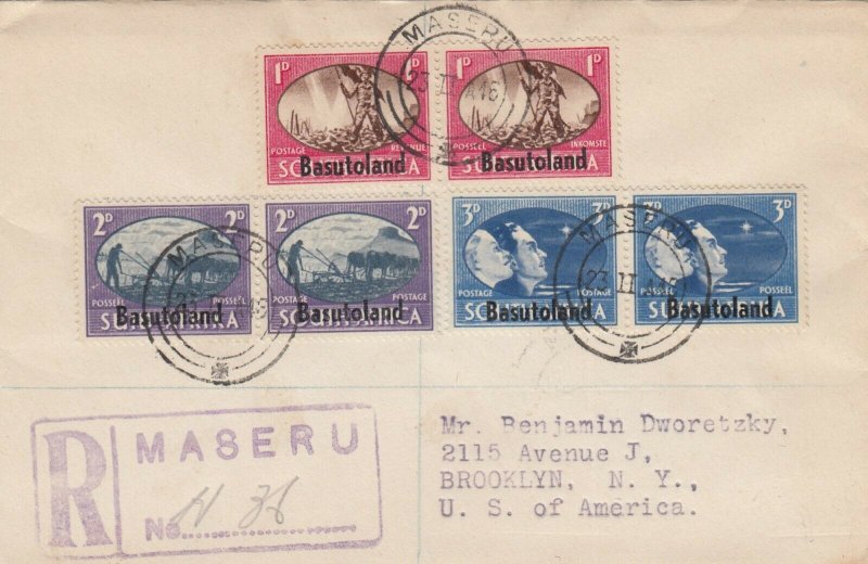 Basutoland Overprints Used on a Registered Cover 1946