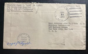 1942 Tonga Toga Island US Army Postal Service Cover To NY USA Capt J Lynch