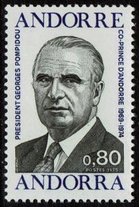 Andorra French #242  MNH - President Georges Pompidou (1975)