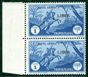 Italy Colonies LIBYA Air Mail Scott.C10 1L (1933) Mint MNH PAIR Cat $55 BLACK498