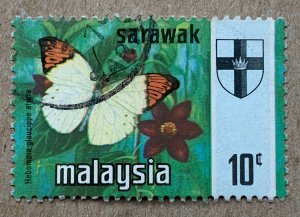Sarawak 1971 10c Butterflies, used. Scott 239, CV $0.25. SG 223