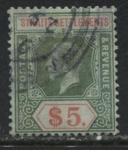 Straits Settlements KGV 1915 $5 used, CDS cancel