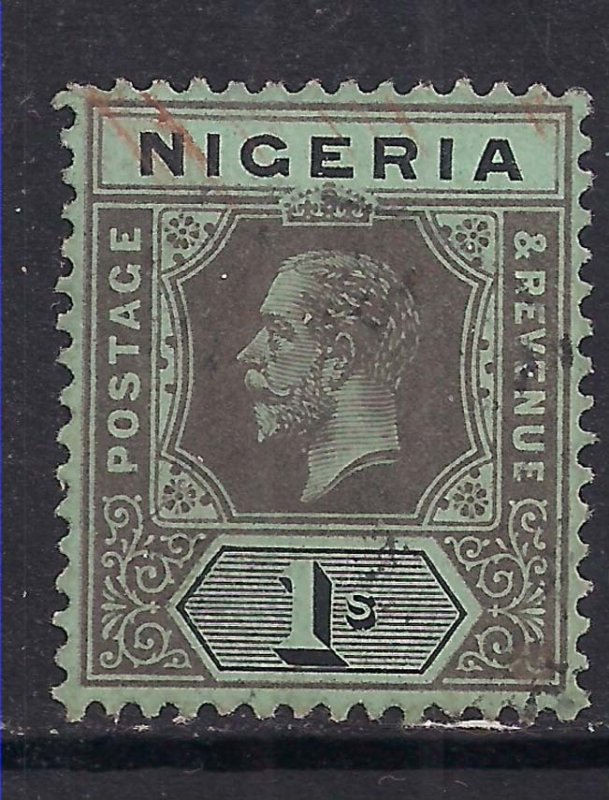 Nigeria 1914 - 29 KGV 1/-d Black & Emerald used Die 1 SG 8c  ( C1213 )