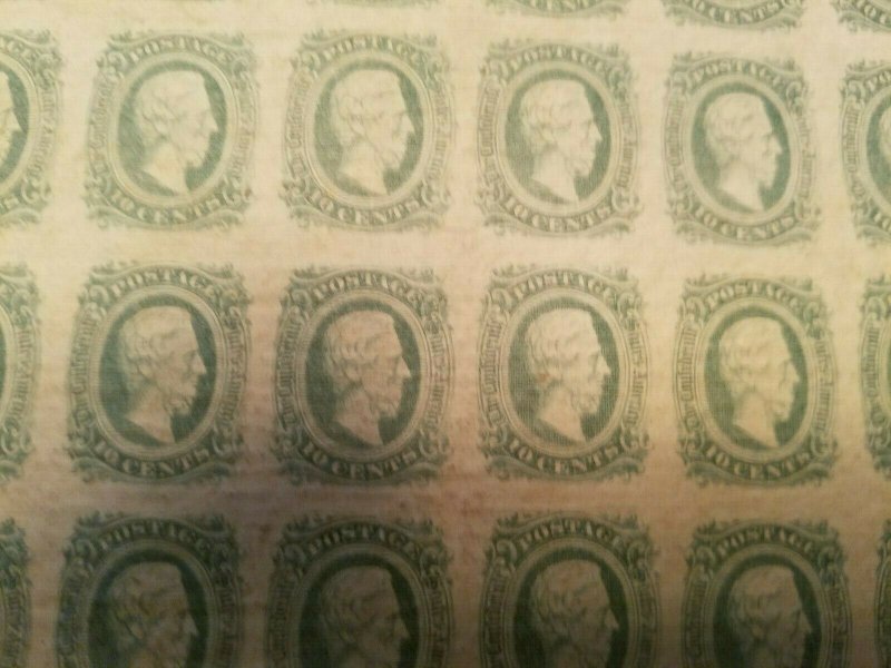 Confederate States 11 Archer & Daley HORIZ TEXTILE MARKS VAR Sheet of 200 Stamps