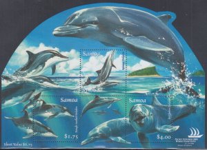 SAMOA Sc #1070a-d CPL MNH SOUVENIR SHEET of 4 DIFF - DOLPHINS