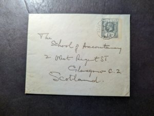 1934 British Mauritius Cover Rose Hill to Glasgow Scotland United Kingdom