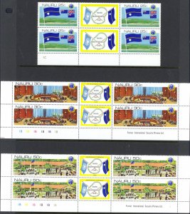 Nauru Sc# 221-223 SG# 232/4 MNH block/4 (w/labels) 1980-1981 UN De-colonization